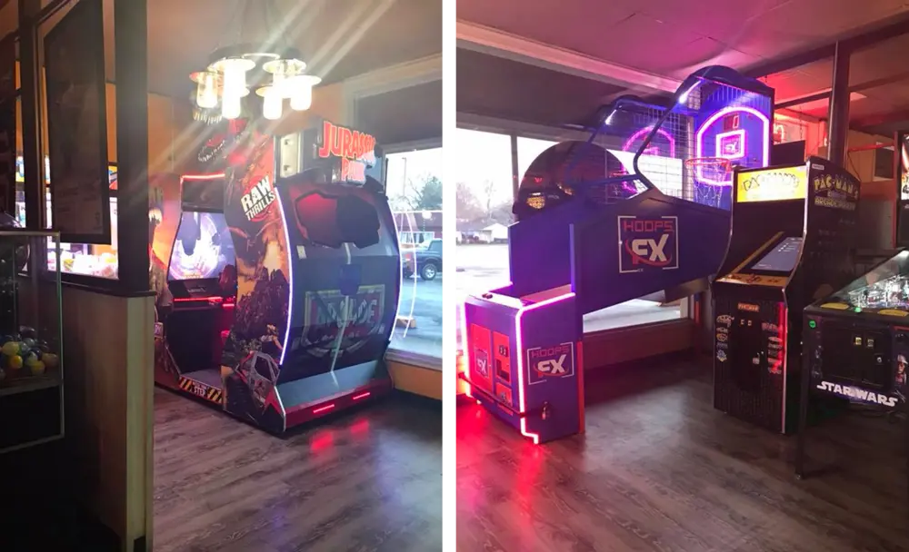 Arcade games in the Players Pizza party room